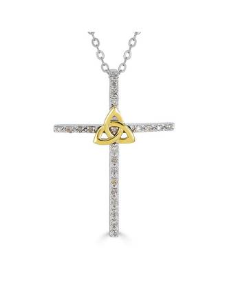 Diamond Trinity Knot Cross Pendant