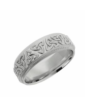 Embossed Trinity Knot Ring Sterling Silver
