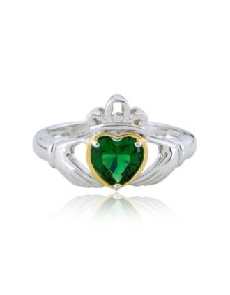 Emerald Claddagh Heart Ring