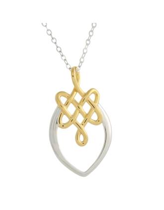 Eternity Knot Marquis Necklace Gold Over Silver
