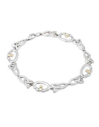 Silver and 10K Gold Claddagh Celtic Knot Bracelet