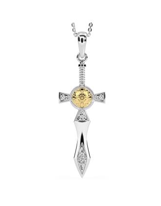 Sterling Silver & 18K Gold Plated Celtic Warrior Sword Pendant