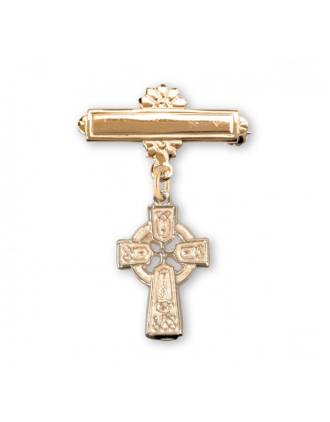 Sterling Silver 14k Gold Plated Celtic Cross Bar Pin