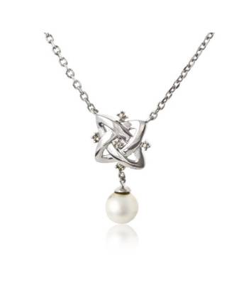Celtic Knot Diamond pearl Necklace
