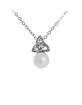 Trinity Knot Diamond Pearl Pendant | Pearl June's Birthstone