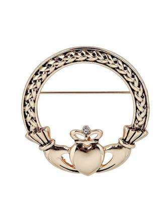 Woven Gold Claddagh Brooch