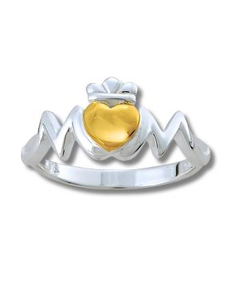 Mom Irish Claddagh Ring Gold Over Sterling Silver