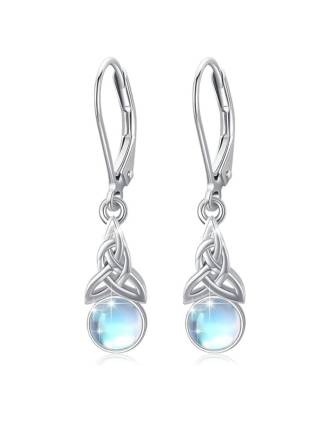 Moonstone Celtic Knot Leverback Earrings