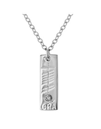 Ogham Grá Love Barre Necklace CZ Sterling Silver