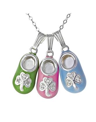 Personalized Irish Baby Bootie Charm Necklace Sterling Silver