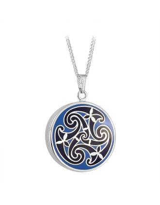 Book of Kells Blue Triskele Necklace