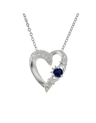 September Birthstone Claddagh Heart Birthstone Pendant