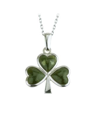 Shamrock Connemara Marble Pendant Sterling Silver