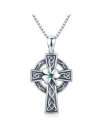 Shamrock Irish Cross Necklace
