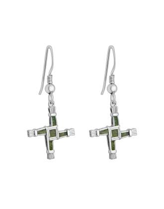 Connemara Marble St Brigids Cross Earrings Sterling Silver
