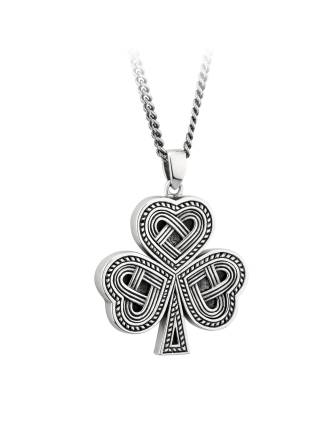 Heavy Sterling Silver Shamrock Pendant