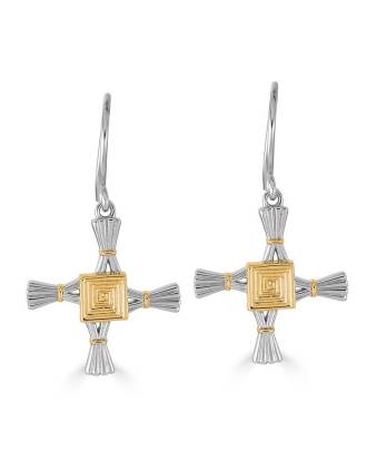 St. Brigid Cross Earrings Two Tone