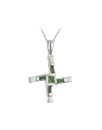 Sterling Silver Connemara Marble St Brigids Cross Necklace