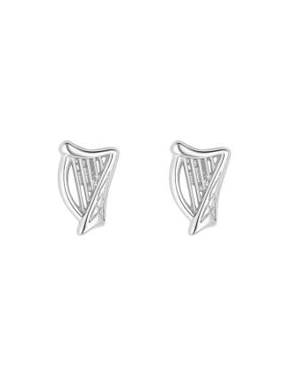 Tiny Silver Irish Harp Stud Earrings