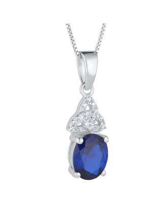 Sterling Silver CZ Sapphire Trinity Knot Necklace