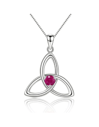 Sterling Silver Trinity Knot Pendant - Ruby