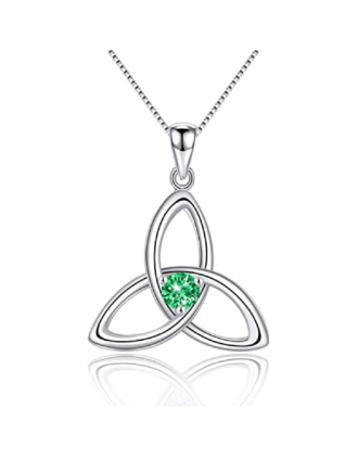 Sterling Silver Trinity Knot Pendant - Emerald