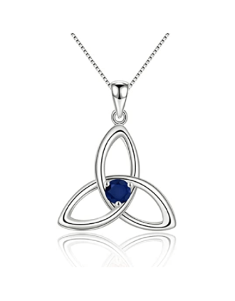 Sterling Silver Trinity Knot Pendant - Sapphire