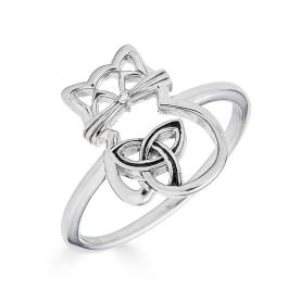 Celtic Cat Ring Sterling Silver Diamond Accent Ring by The Irish Jewelry Company