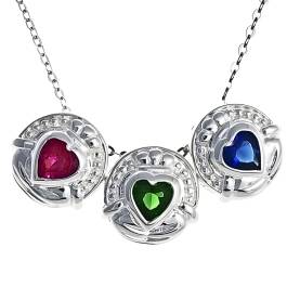 Claddagh Family Birthstone Necklace Personalized Irish Gift for Mom by The Irish Jewelry Company