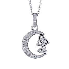 Diamond Celtic Moon Pendant Sterling Silver by The Irish Jewelry Company