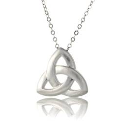 Modern Trinity Knot Necklace showing the triquetra Celtic knot design in sterling silver by The Irish Jewelry Company
