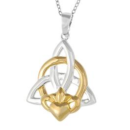 Sterling Silver Claddagh Trinity Knot Pendant Celtic Irish necklace by The Irish Jewelry Company
